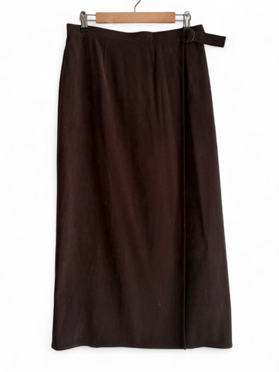 Talbots Dresses & Skirts - Talbots Brown Suede Wrap Midi Skirt Size 12